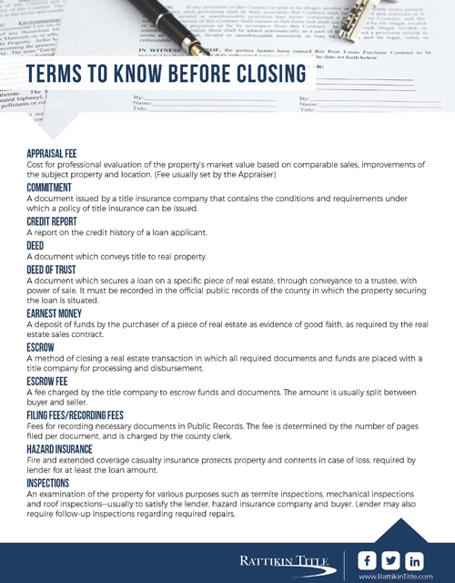 Closing Cost Definitions